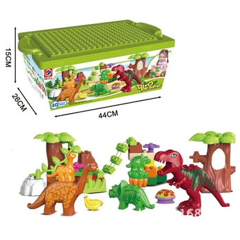 Lot Dolina Dinozaurów Bloki Zestawy Duże Cząstki Zwierząt Dinozaur Świat Model Zabawki Cegły Świąteczny Prezent Duploe Zabawki
