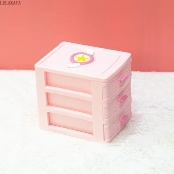 Mapa Porywacz Sakura Różowy Księżyc Anime Różowa Plastikowa Różdżka Kosmetyczny Organizator Dla Dziewcząt Tenis Kreskówki Pudełko Pudełko Do Przechowywania Biżuterii