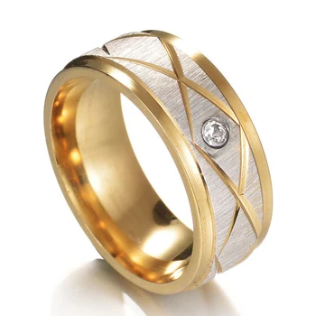 MeMolissa Kolorze Złotym Z Wygrawerowanym Cyrkon Palec Pierścień dla Kobiet I Mężczyzn Dekoracje Ślubne Stal nierdzewna Odzież Najwyższej Jakości 8 mm Pierścienie