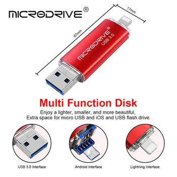 Metal 3,0 Pendrive OTG 3 W 1 USB Flash Drive 16 GB, 32 GB, 64 GB, 128 GB i 256 GB pamięci Flash Memory Stick USB do Telefonu