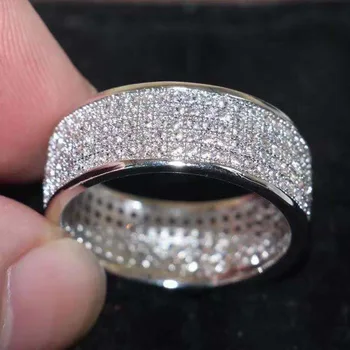 Milangirl Grupa 5 Rzędów Cyrkon Pierścień Klastra cyrkonia CZ Pierścienie dla Kobiet Ślub Ślubne Biżuteria