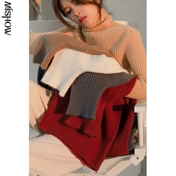MISHOW 2020, Zimowe Swetry Dla Kobiet, w jednolitym kolorze, na Dole Odzież, Obuwie Domowe, Odzież, Ciepłe Dzianiny Bluzki, Odzież Damska MX20D5599