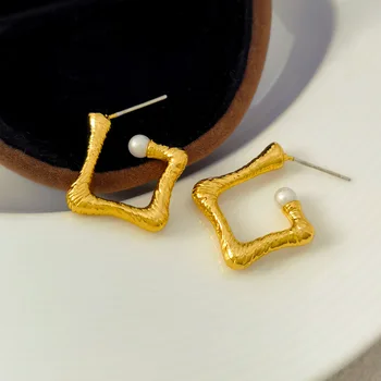 Moda Biżuteria 925 Srebrne Igły Geometryczne Wiszące Kolczyki 2023 Trend Nowy Perły Wysokiej Jakości Miedź Kolor Złoty Kolczyki Dla Kobiet