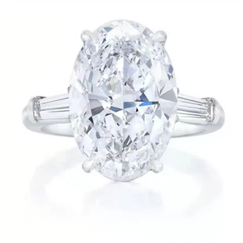 Modne Luksusowy Pierścionek z Kryształami dla Kobiet AAA, Biały Pierścień Cyrkonu Sześciennych Srebrnym, Ślubne Damskie Biżuteria Hurtowych