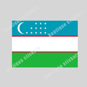 Naklejka z flagą i herbem narodowym Uzbekistanu Wodoodporny nadaje się do wszystkich samochodów osobowych, terenowych, motocykli, okien, zderzaków, przechowalnia bagażu
