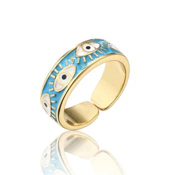 NEWBUY Dropshipping Złoty Kolor Miedzi Biżuteria 2021 Moda Olej Kapie Przykre Urok Otwarty Pierścień Kobiet Prezent Dziewczynie Hurtowych