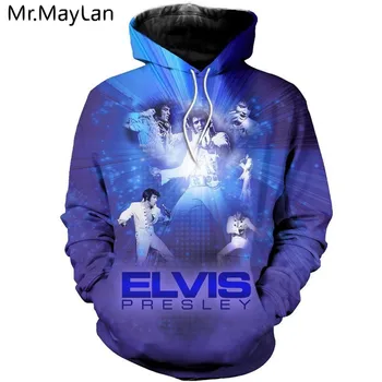 Niestandardowe Modne Męskie Bluzy w stylu hip-hop z Legendarnym wokalistą Elvisem Presley Nadrukiem 3D Rock Bluza Ubrania Unisex meble bluzki Bezpośrednia dostawa