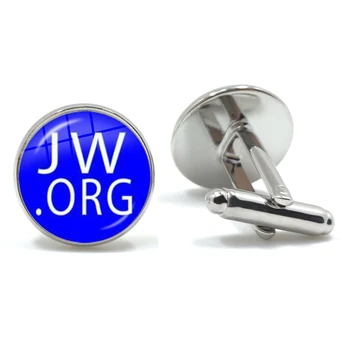 Nowa dostawa JW.ORG Spinki do mankietów Steampunk Świadkowie Jehowy Szklaną Kopułą Mankiety Biżuteria rękodzieło Okrągła Mankiet Koszuli