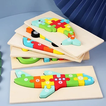 Nowa Dziecięca Deska-3D Puzzle Drewniane Dla Dzieci, Puzzle Tangram, Kreskówka, Samochód, Zwierzęta, Edukacyjne Zabawki Edukacyjne dla Dzieci, Prezenty