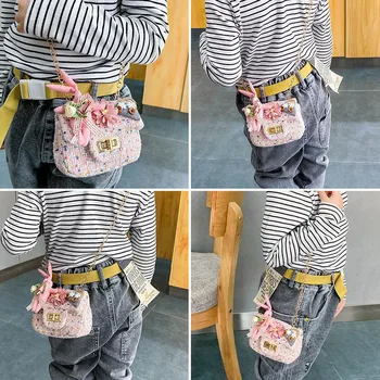 Nowa Modna torba-Komunikator Księżniczki z kwiatowym Wzorem Dla dziewczyn, dla Dzieci Materiałowe Torby na Ramię, na jedno ramię, dzieci Portfel na monety, mini-torebki