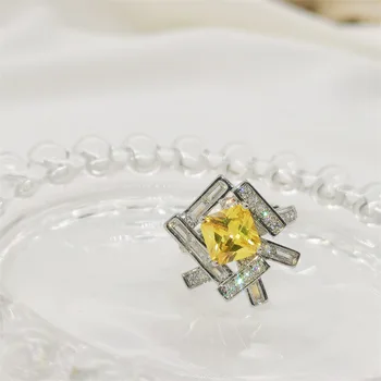 Nowe Nieregularne Żółto-Białe Dwukolorowe Obrączki AAA z Цирконом dla Kobiet, Regulowane Biżuteria, Akcesoria, buty, Prezenty dla Sióstr G1676