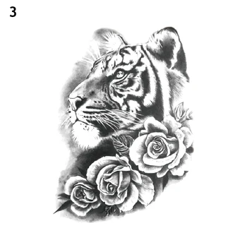Nowy Stylowy Tatuaż Naklejka Tygrys Lew Wilk Zwierzęta Połowa Ręce Fałszywe Tymczasowe Wodoodporne Wypłatę Tatuaże Dla Kobiet, Mężczyzn Tatuajes