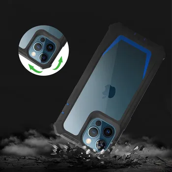 Odporna na wstrząsy Pancerny Przezroczysty Silikonowy Pokrowiec z PC + TPU Dla iPhone 14 13 12 11 Pro Max Mini 7 8 Plus Xr, Xs Max SE 2020 Przezroczysta Pokrywa