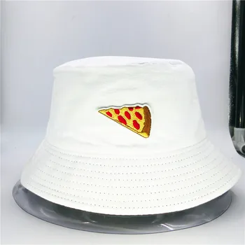 Osobowość Pizza haft bawełna Wiadro Kapelusz Rybaka Kapelusz odkryty podróży kapelusz Roleta Czapka Czapki dla dzieci mężczyźni Kobiety 118