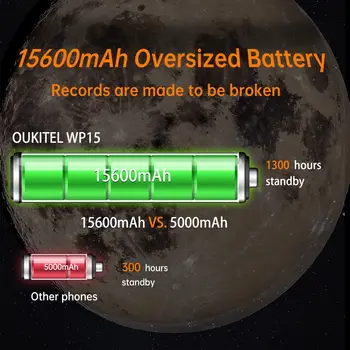 Oukitel WP15S Wodoodporny Smartfon 15600 mah 4 GB + 64 GB 6,52 