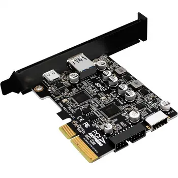 PCI-e do USB 3.2 Gen 2 5-portowy mapa o przepustowości 20 Gb/ s, 3xUSB C 1xA-Key 20-pinowe złącze dla karty typu C do montażu na przednim panelu