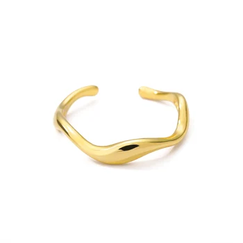 Pierścień palec pierścień biżuteria fale stali Nierdzewnej regulowane minimalistyczne, geometryczne dla Kobiet Ludzi