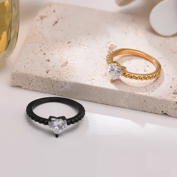 Pierścień z Wielomianem Cyrkonie w kształcie Serca dla Kobiet, Ślubne Obrączki Ślubne Biżuteria Anillos Mujer