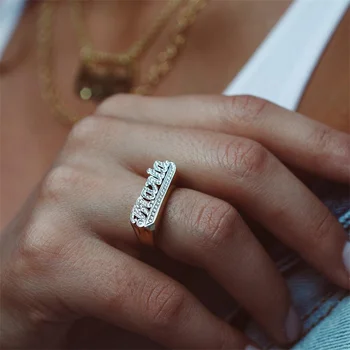 Podwójny Pierścień Pokryty 18k Złoty Pierścień Spersonalizowane Biżuteria Dla Pary Pierścieni Indywidualna Nazwa Hip-Hop, Rock Akcesoria Prezent