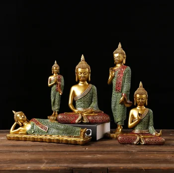 Posągi Buddy w Tajlandii posąg Buddy rzeźba wystrój domu biurka ornament wzór prezent statuetka hinduskiej siedzący Budda