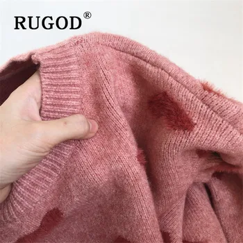 RUGOD 2019 nowy jesienny sweter swetry dla kobiet, z okrągłym dekoltem i wzorem miłości, luźny sweter z dzianiny, modny, kobiecy codzienny słodki sweter, bluzki