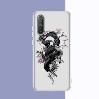Ręczne Wąż Kwiat Wąż Obraz Etui do Telefonu Samsung S10 S20 lite S21 plus dla Redmi Note8 9pro Huawei P20 Przezroczyste Etui