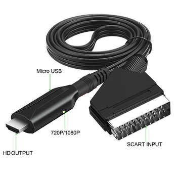 Scart-HDMI-kompatybilnego Adaptera Profesjonalne Złącze audio-wideo Konwerter do salonu z kablem zasilającym