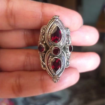 Spersonalizowane Kreatywna Vintage Czerwone Циркониевое Pierścień dla Kobiet, Modna suknia Ślubna Obrączka ślubna w Stylu Etnicznym, Ślubne Lekkie Luksusowe Biżuteria