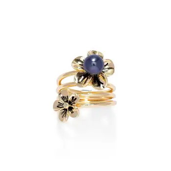 Sprzedaż Sophiaxuan Geometryczny Trend Moda Pozłacany Pierścień Szary Damskie Biżuteria Kwiat Perła Pierścienie dla Kobiet 2021 poprawiny