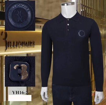 Sweter Billionaire męski Kaszmirowy 2020 nowy ciepły Biznesu modny z haftem na guziki, wysokiej jakości, Wygodne duże rozmiary M-4XL