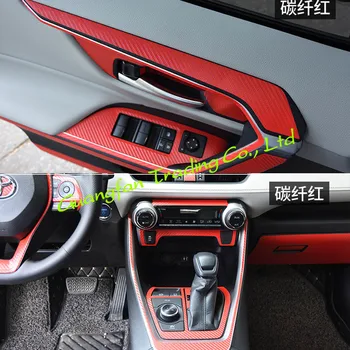 Toyota RAV4 2019-2020 Wewnętrzna Centralny Panel Sterowania Klamka 3D 5D Naklejki Z Włókna Węglowego Naklejki Akcesoria do stylizacji samochodów