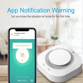 Tuya Wifi Czujnik Detektor Dymu Inteligentny Dom Ochrona Bezpieczeństwa Czujnik Sygnalizacji Pożaru Aplikacja Smart Life Dla Alexa Google Home