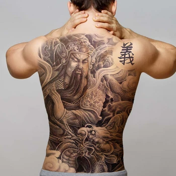 Tymczasowe chińskie tatuaże wielki tatuaż z migracją wody naklejka duży rozmiar kompletna tylna tatuaż fałszywa wodoodporna sexy męskie tatuaż chłopcy męskie