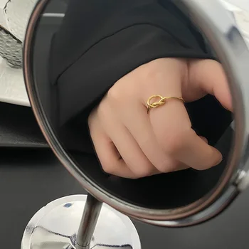 Tytanowe Pierścienie Stalowe z Węzłem, Kobiece Kolor Złoty, Otwarte Regulowany Pierścień na Pięść dla Kobiet 2022, Moda Biżuteria, mocowanie typu stopa Pierścień, Nowość