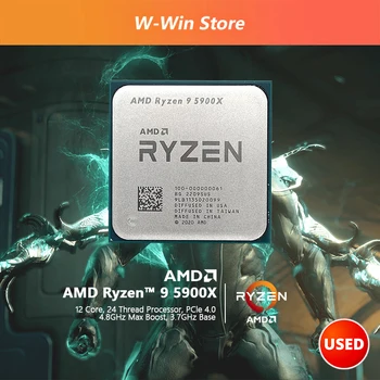 Używany AMD Ryzen 9 5900X R9 5900X 3,7 Ghz Двенадцатиядерный 24-strumieniowe procesor Procesor 7 NM L3 = 64 m 100-000000061 Gniazdo AM4 bez wentylatora