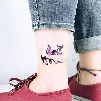 Wodoodporna Tymczasowy Tatuaż Naklejka Zwierzę kot lis Tatuaż Flash Tatuaż, Ręka, Nadgarstek, Stopa, Ręka, Szyja Fałszywy Tatuaż Dla Mężczyzn Kobiet dziecko
