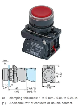 Wyłącznik przyciskowy z podświetleniem Natychmiastowy wyłącznik ze zintegrowanym led LA68S SB5 XB5AW34B5 AW33M3 sprężyna Powrotna Ø22 mm