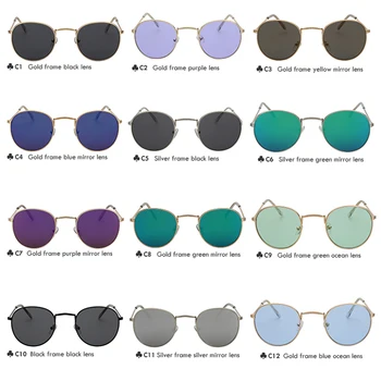 XIU Owalne Odcienie Markowe Markowe Okulary przeciwsłoneczne Retro Vintage Okulary Metalowe Okulary UV Okulary Damskie Lenon UV400